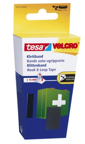 Tesa 55224-0-1 - Klettband  20 mm x 1 m, schwarz