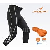 【イタリア製３Ｄパッド】 JAGGAD 七分丈レーサーパンツ (ラインブラック, XL)