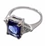 Sterling Silver Simulated Tanzanite CZ w/ Trillian Cut Simulated Diamond CZ Ring
