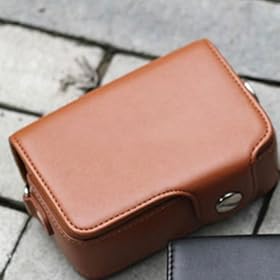 MegaGear Protective Leather Light Brown Camera Case, For Canon S90 S95 S100 SX210 SX220 SX230 SX260 / Panasonic ZS15 ZS10 ZS7 ZS20 / Nikon P300 P310 / Sony DSC-HX55 DSC-HX30V