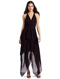 Robert Rodriguez Women's Striped Handkerchief Dress, Wine, 0