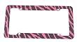 Pink Zebra Print License Plate Frame (Made of Plastic)