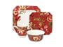 222 5th Fleur Rouge 16-Piece Dinnerware Square Service for 4