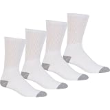 Sakkas Men's Reinforced Toe White Cotton Blend Athletic / Sport Crew Socks Value 4-Pack
