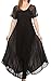 Sakkas Shasta Lace Embroidered Cap Sleeves Long Caftan Dress/Cover Up