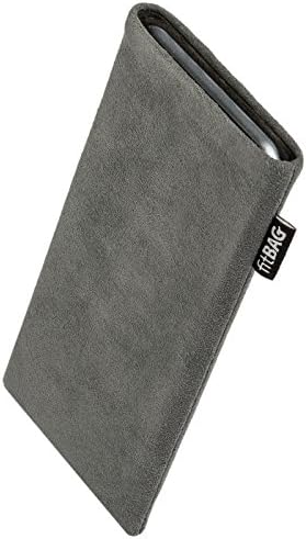 fitBAG Classic Gray custom tailored sleeve for Wiko Lenny. Genuine Alcantara pouch with integrated MicroFibre lining for display cleaning