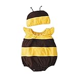 （ワボーズ） Waboats　ベビー夏の可愛いミツバチ 半袖ロンパース　 綿　花付き帽子　キッズ　綿 ベビーロンパース 半袖 カジュアル ベビーカバーオール 6月-2歳 イェロー 90