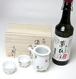 【送料無料】酒器セット陶芸作家　岸　憲嗣作 ３点セット（直筆木箱入り）＋5年長期麦焼酎　夢のひととき　720ｍｌ