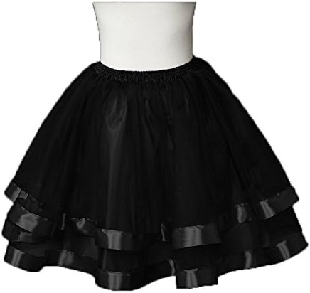 Dresstail Women's Hoopless Short Petticoat Underskirt Slip Crinolines Tutu Skirt-Black, One Size