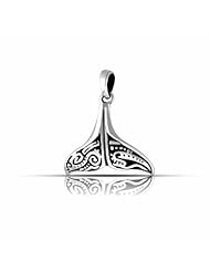 WithLoveSilver Solid Sterling Silver 925 Charm Filigree Whale 3D Tail Pendant