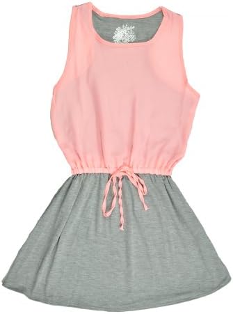 Poof Girl Little Girls Sheer Front Dress ((XS) 6X, Light Pink)