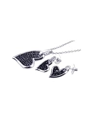 Nickel Free Sterling Silver Pendant & Earring Sets Black CZ Heart Set