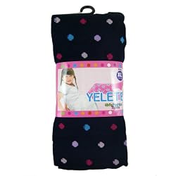 Girls Fashion Tights - Girls Leggings Black w/ Polka Dots Design - (Size XL - Ages 11-14 Years)