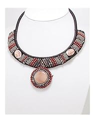 Cotton Waxed Thread Natural Stone Necklace In White Base