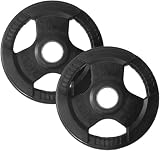 Xmark Pair of Rubber Coated Tri-Grip Olympic Plate Weight