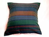 Green, Blue, Bronze Tarana 100% Cotton Handloomed Cushion Covers, Set of 2