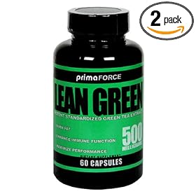 Primaforce Lean Green Green Tea Extract Capsules, 500 mg, 60-Count Bottles (Pack of 2)