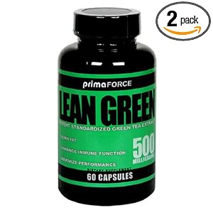 Primaforce Lean Green Green Tea Extract Capsules, 500 mg, 60-Count Bottles (Pack of 2)