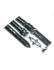 19mm Leather Watch Strap Deployment for Tissot Black WS 3b