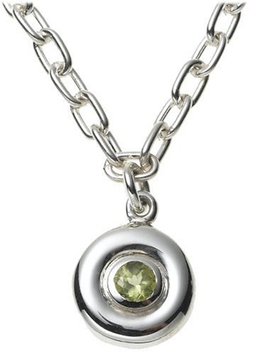 Sterling Silver and Peridot Circle Pendant, 16 by Zina