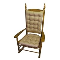Standard Large Rocking Chair Pad Set, Ranger Latte Solid Beige, Rocker Seat Cushion & Back Cushion, 9 Tack, Tufted, Reversible