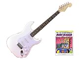 New York Pro Electric Guitar, White with Bonus ROCK Book, CD, DVD Package