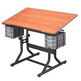 CraftMaster Deluxe Drafting Table Cherry Woodgrain Top/Black Base (Office Product)
