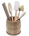 T&G Heritage Round Utensil Pot in Hand Carved Hevea Wood. D120x125mm