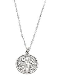 Sterling Silver One Sided Saint Francis of Assisi Charm with Singapore Necklace
