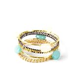 JousJous.com 4 Piece Gold Metal Delicate & Stackable Bangle Set, 2.5" Diameter