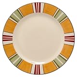 Signature Housewares Sorrento Hand Painted Stripes 11-Inch Dinner Plate, Multi