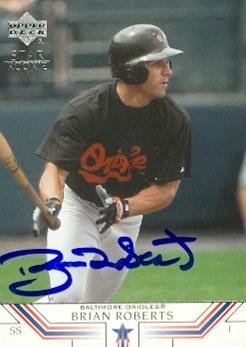 Brian Roberts Autographed/Hand Signed Baseball Card (Baltimore Orioles) 2001 Upper Deck Star Rookie