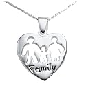 Sterling Silver "Family" Heart Pendant, 16"