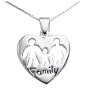 Sterling Silver "Family" Heart Pendant, 16"