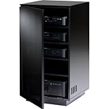 BDI Mirage 8222, Enclosed A/V Tower ( Satin Black with Black Glass Top)