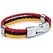 Trendsmax 12mm Wide Mens Womens Colombia Flag Braided Rope Surfer Leather Bracelet Wristband
