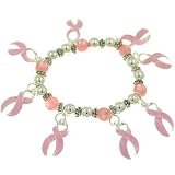 Breast Cancer Ribbon Dangle Charm Bracelet