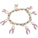 Breast Cancer Ribbon Dangle Charm Bracelet