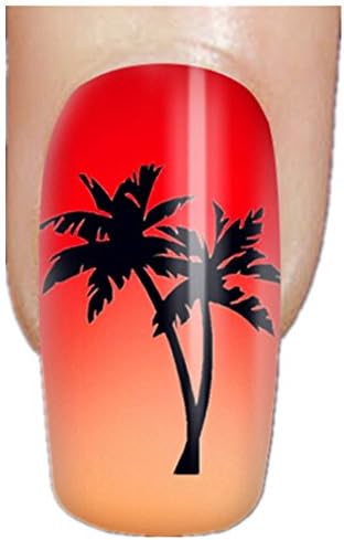 Fashionable Designed Plastic False Nails With Ocean Palm Trees Pattern 20 PCS