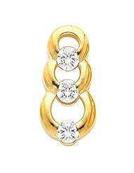 14K Yellow Gold Diamond Three-Stone Pendant - 0.75 Ct. -- LIFETIME WARRANTY