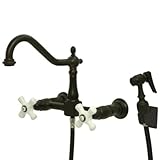 Kingston Brass KS1245PXBS Wall Mount Kitchen Faucet with Brass Sprayer, Oil Rubbed Bronze by Kingsto