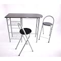 Metall-Bartisch Stehtisch Tresen MDF-Platte + 2 St�hle, schwarz