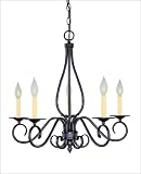 5 Light Chandelier - Flat Black Finish : Cream Candle Covers