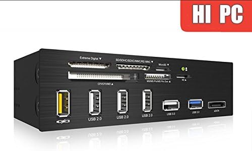 Hi PC All-in-1 Memory Card Reader and Hub with Fast Charging Port for 5.25" Pc Front Bay