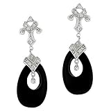 Black Onyx C.Z. Diamond Silver Earrings