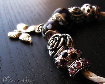 Purple Butterfly Flower Garden European Charm Bracelet - Child Sizes Available