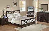 4pc Queen Size Bedroom Set X Design Head and Footboard in Cappuccino