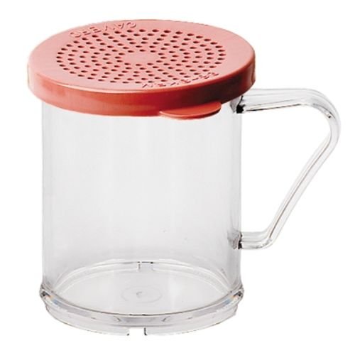 Cambro 96SKRM 10 oz Capacity, Camwear Polycarbonate Shaker/Dredge with Red Medium Ground Lid