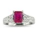 Sterling Silver Created Ruby and Diamond Ring (1 1