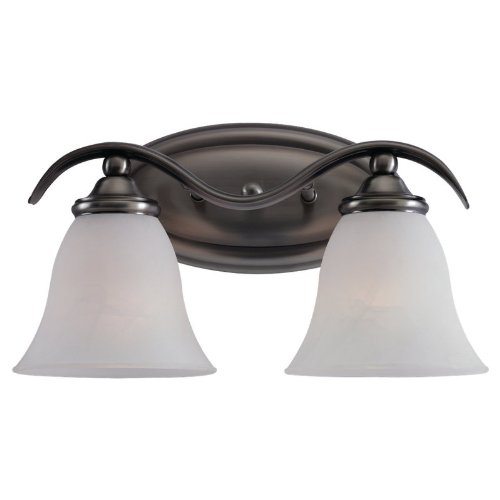 Sea Gull Lighting 44360-965 Rialto Two-Light Vanity, Antique Brushed Nickel Finish with Etched White Alabaster Glass